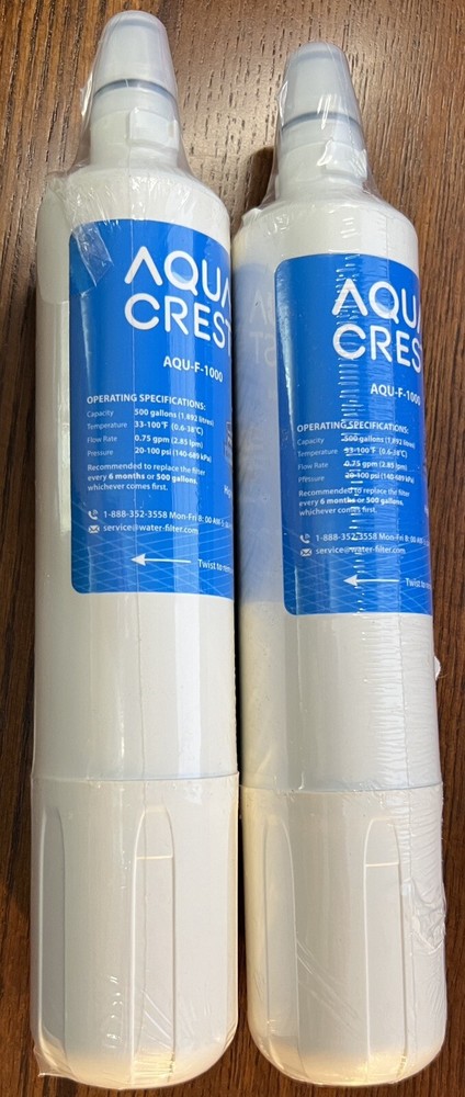 Lot of 2 Aqua Crest AQU-F-1000 Refrigerator Water Filters- F