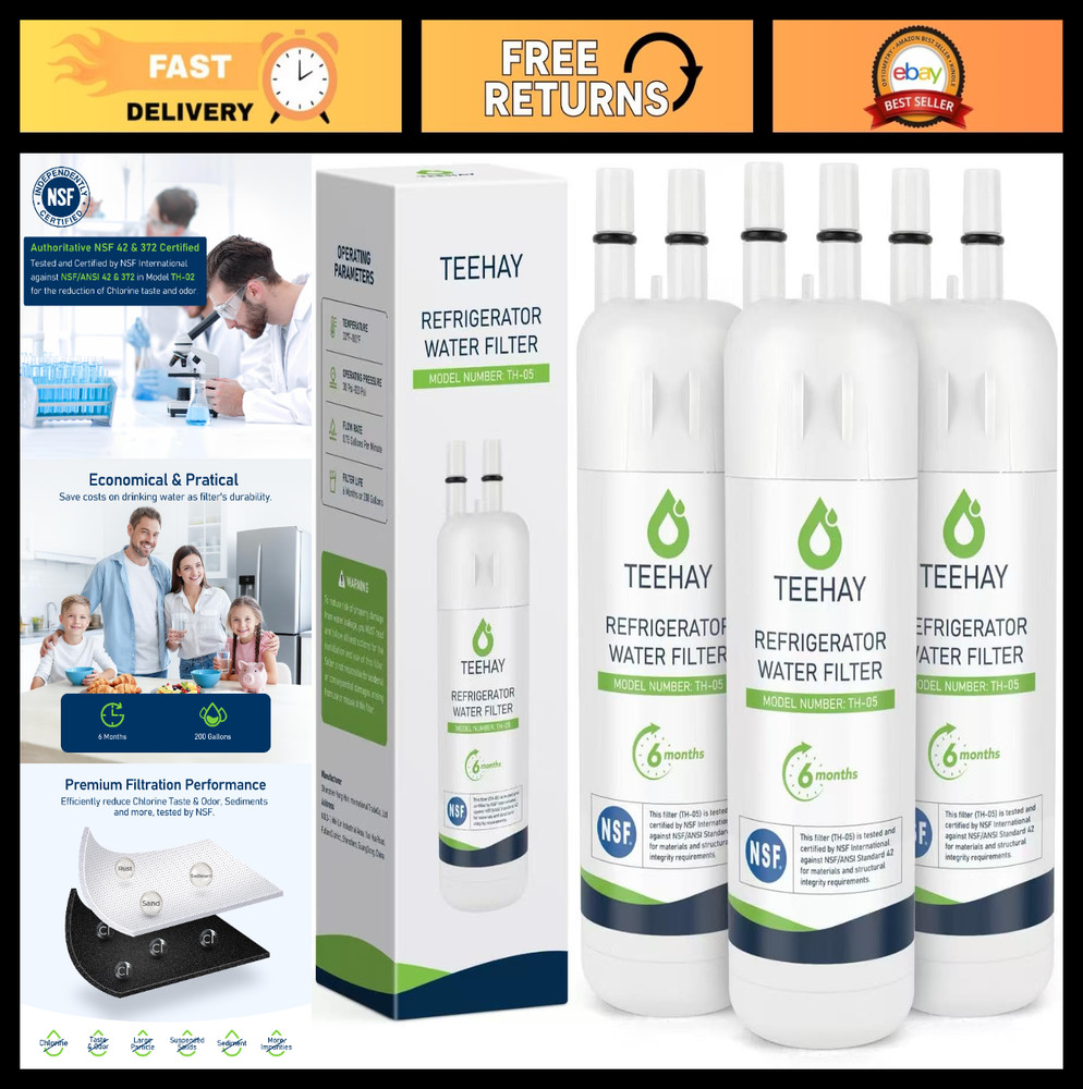 Water Filter Replacement 3 Pack for WRS571CIHV, WRS321SDHV, Compatible Filters