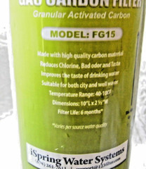 iSpring FG15 GAC Granular Activated Carbon 2.5″x10″ Water Filter RO/Aquarium/DI