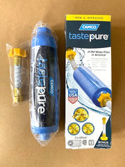 Camco Taste PURE RV Marine Water Filter (40043) Inline Water Filter w/ Flex Hose