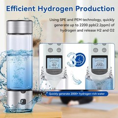 Hydrogen Water Bottle Generator 2 in 1 Ionizer Machine SPE PEM Glass Cup Portabl