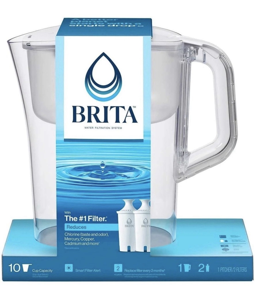 Brita Water Filter Pitcher 10 Cup with 2 Filters