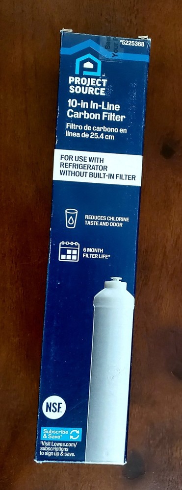 Project Source 10″ In-Line Carbon Filter Refrigerator, Under BR Sink, Ice Maker