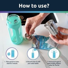 Alkaline Water Filter Pouch 3pk – Portable pH 9 Water Filtration, Minerals, C…
