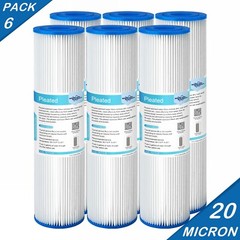 6 Pack 10″x2.5″ Whole House Pleated Sediment Water Filter Replacement 20 Micron