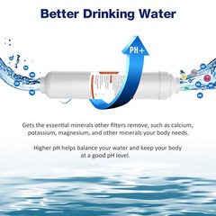 1-8PK pH+ Inline Mineral Alkaline Water Filter Under Sink Replacement Cartridges
