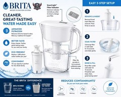 Brita Original 10 Cup Water Filter Pitcher w/ 2 Filters SmartLight BPA Free
