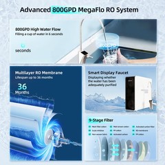 MIZUDO 800GPD Reverse Osmosis System Smart Faucet -Certified Refurbished!