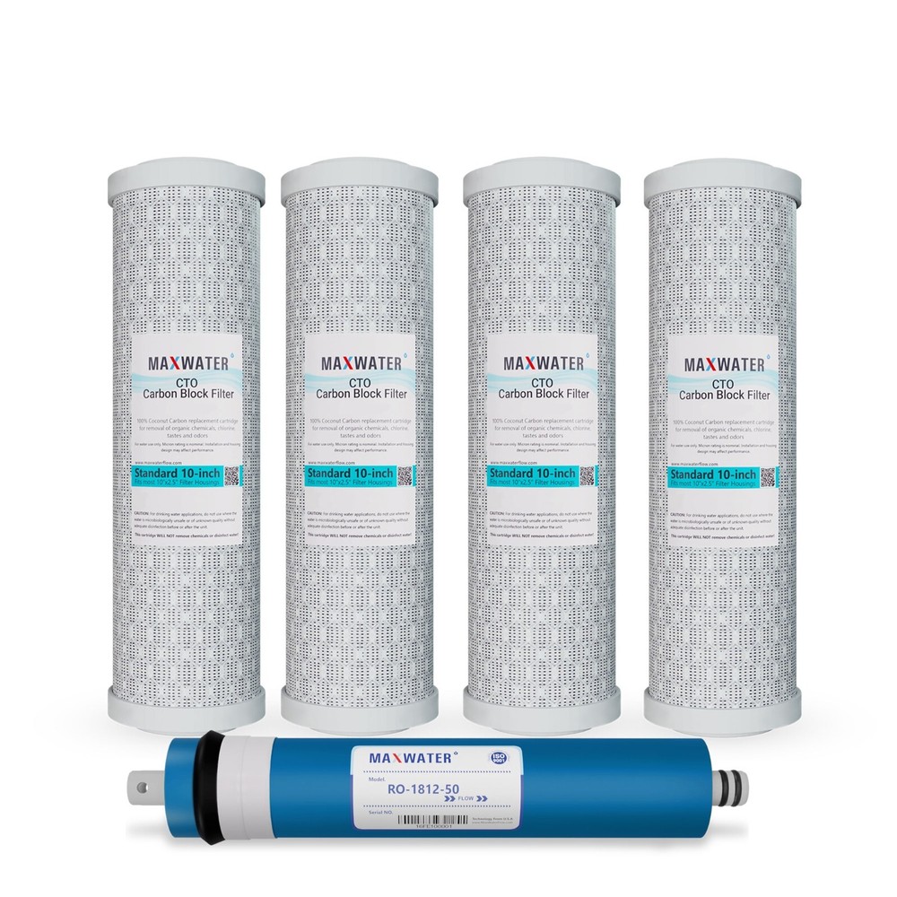 Set of 5 Filters Fits GE FX12P GE FX12M RO Pre & Post Filter 50 GPD Membrane NSF
