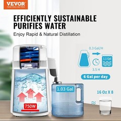 Countertop Distilled Water Machine 1.1 Gallon BPA Free Plastic Container