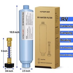 RV Water Filter w/ 3/4″ Hose Protector for Drinking, RV, Camper, Garden, Washing