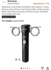 Waterdrop 15UA Under Sink Water Filter System Reduces Lead Chlorine