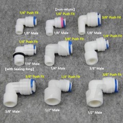 1/4″ 3/8″ Push Fit Fittings Elbow Male Adaptor for RO Unit Fridge Water Filter