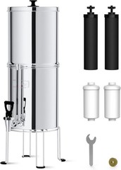 Waterdrop Gravity-fed 2.25G Stainless-Steel Water Filter System with 4 Filters