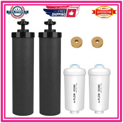 2 Black Purification Elements & 2 Fluoride Filters Compatible with Berkey System