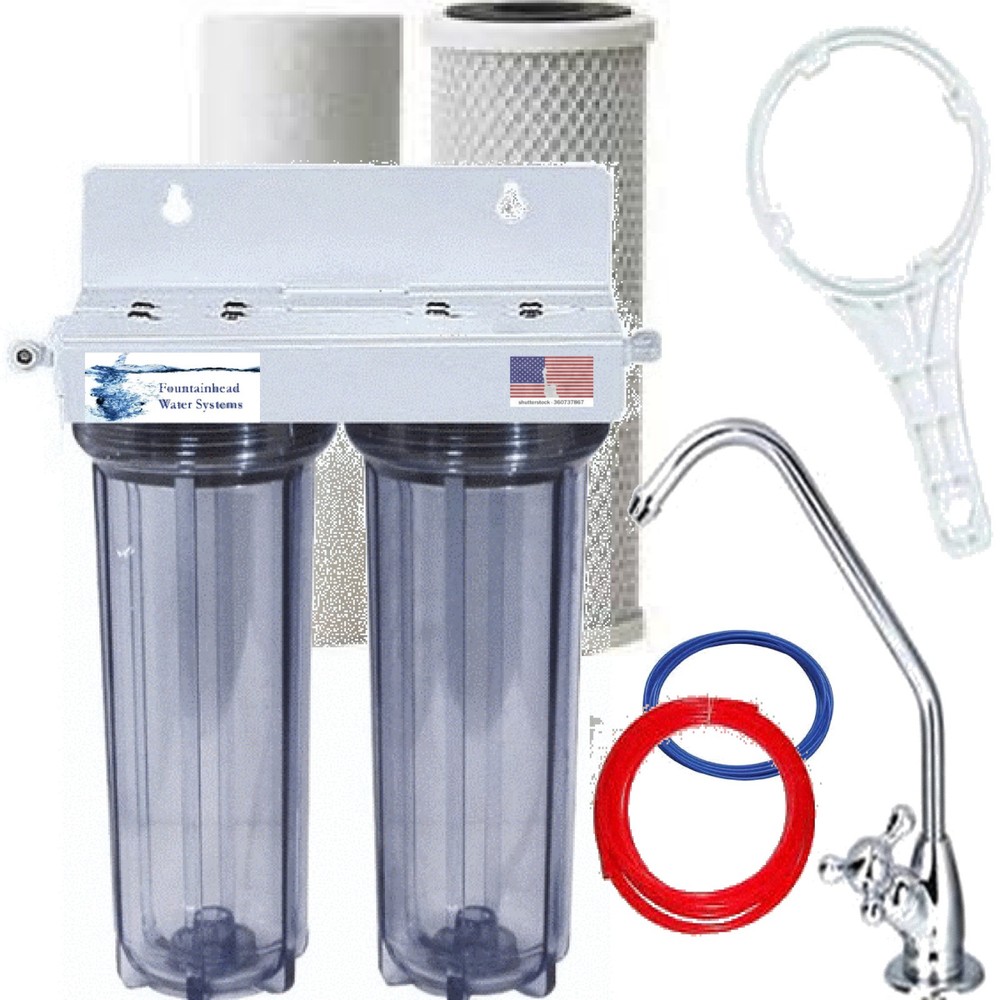 DUAL UNDER SINK NSF FLUORIDE/ARSENIC. CHLORINE/VOC’S FILTER CLEAR HOUSINGS