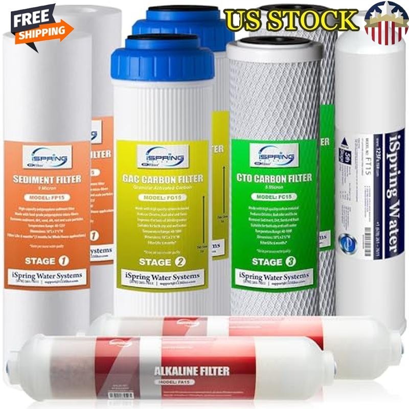 6-Stage RO Water Filter Replacement Cartridge Pack Alkaline Filters Included New