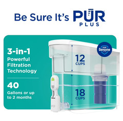 PUR PLUS 30 Cup Lead Reducing Water Filter Dispenser, White, DS1811Z