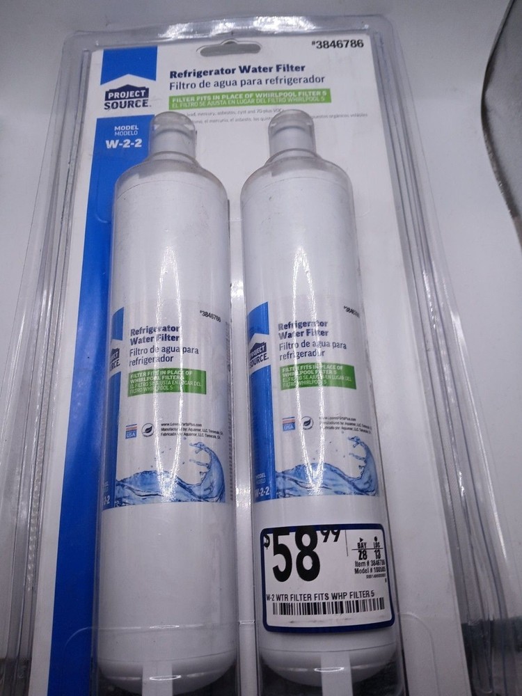 2 Pack Project Source Model: W-2-2 Refrigerator Water Filter #3846786 Whirlpool