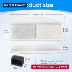 12 Pack Cat Water Fountain Filter Compatible with 100oz/3L Automatic Pet Fountai