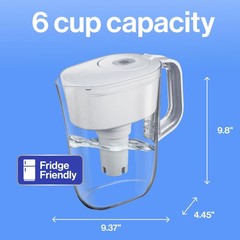 Brita Metro Water Filter Pitcher, SmartLight Indicator, BPA-Free, 6-Cup, White