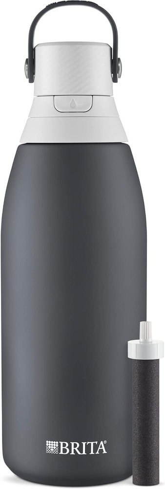 NEW Brita 32 OZ Insulated Filtered Water Premium Bottle + Straw Stainless Steel
