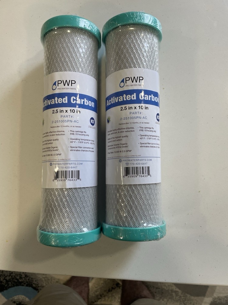 2 Pack 2.5 x 10″ RV Water Filter Replaces FRE-10-GN Activated Carbon Block