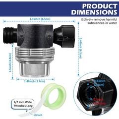 Water Pump Strainer Filter, Compatible with Shurflo Swivel Nut 255-315, 1/2 Inch