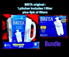 BRITA water Filter 6 Cup Pitcher W 1 Filter and 6 Extra Filters BUNDLE DEAL