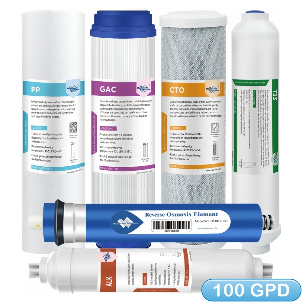 6 Stage pH Alkaline Reverse Osmosis System Water Filter with 100 GPD RO Membrane