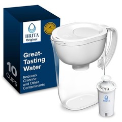 Brita 10 Cup Water Filter Pitcher Bright White with 1 Standard Filter