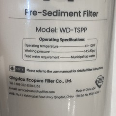 WATERDROP PP Pre-Sediment Filter Model: WD-TSPP Under Sink Water Filter NEW