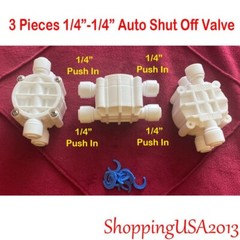 3 X Auto Shut Off Valve 1/4″-1/4″ Quick Connect Push In Water Filter System RO