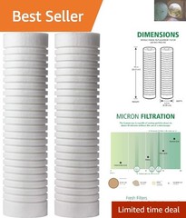 Easy Replacement 2-Pack 5 Micron Whole House Water Filters – No Plumber Needed