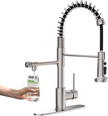 Brushed Nickel Pull-Down Kitchen Faucet for Water Filtration System 3-in-1