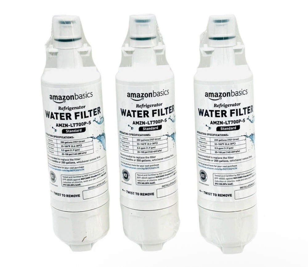 3 – Amazon Basics Standard Refrigerator Water Filter AMZN-LT70OP-S ( New Sealed)