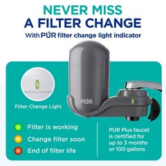 PUR Plus Vertical Faucet Mount Water Filtration System Lead Reducing Filter Easy