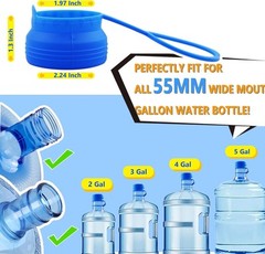 3 and 5 Gallon Water Jug Cap Reusable，Food Grade Silicone Replacement Blue