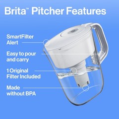 Brita Metro Water Filter Pitcher, SmartLight Indicator, BPA-Free, 6-Cup, White