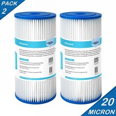 18-Pack 10″ x 4.5″ Washable Pleated Sediment Water Filter for Big Blue 20-Micron
