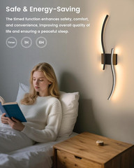 27.6 Inch Battery Operated Wall Sconce Set of 2, Black Modern Rechargeable Wall