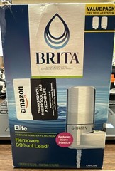 Brita Chrome Tap Water Faucet Filtration System & 2 Filters & Change Reminder