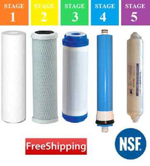 5 Stage Reverse Osmosis RO Replacement Water Filter Set with 50 GPD Membrane NSF