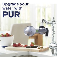 PUR Plus Horizontal Faucet Mount Filtration System One Size, Metallic Grey