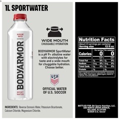 6 Pack SportWater Alkaline Hydration, pH 9+, For Active Lifestyles – 1L Bottles