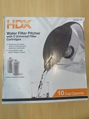 New, Free ship, HDX 10-Cup Large Water Filter Pitcher with 2 Filters, BPA Free