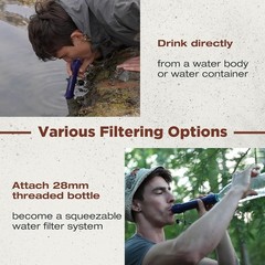 5000L Water Filter Straw,Reusable,w/4xReplacements Personal Emergency Survivalx4