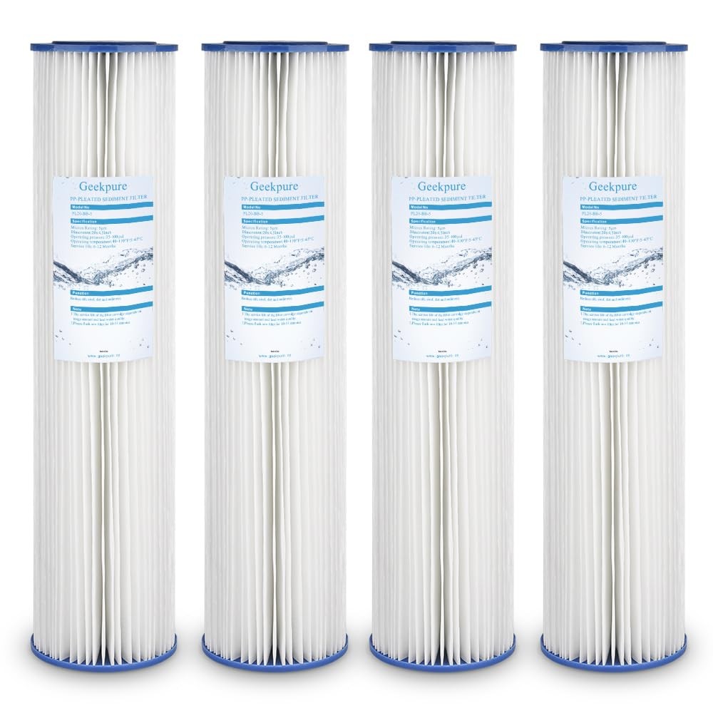 Whole House Pleated PP Polypropylene Sediment -4.5″ x 20″-5 Micron -Pack of 4