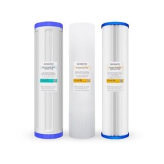 3 Pcs Big Blue 20″x4.5″ Whole House Pleated Sediment GAC Carbon Water Filter Set