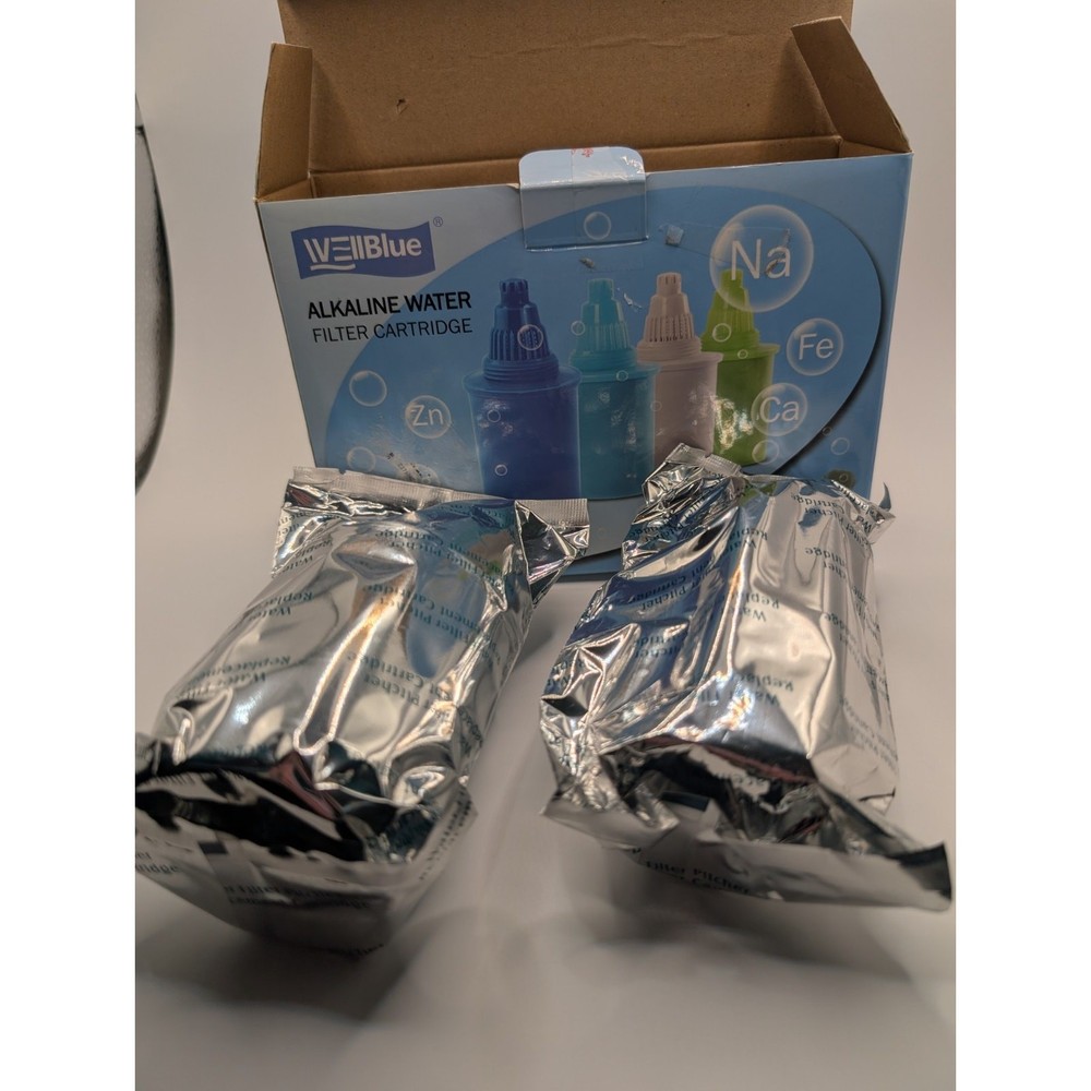 WellBlue Alkaline Water Filter Cartridges 2 Blue Sealed Cartridges Open Box